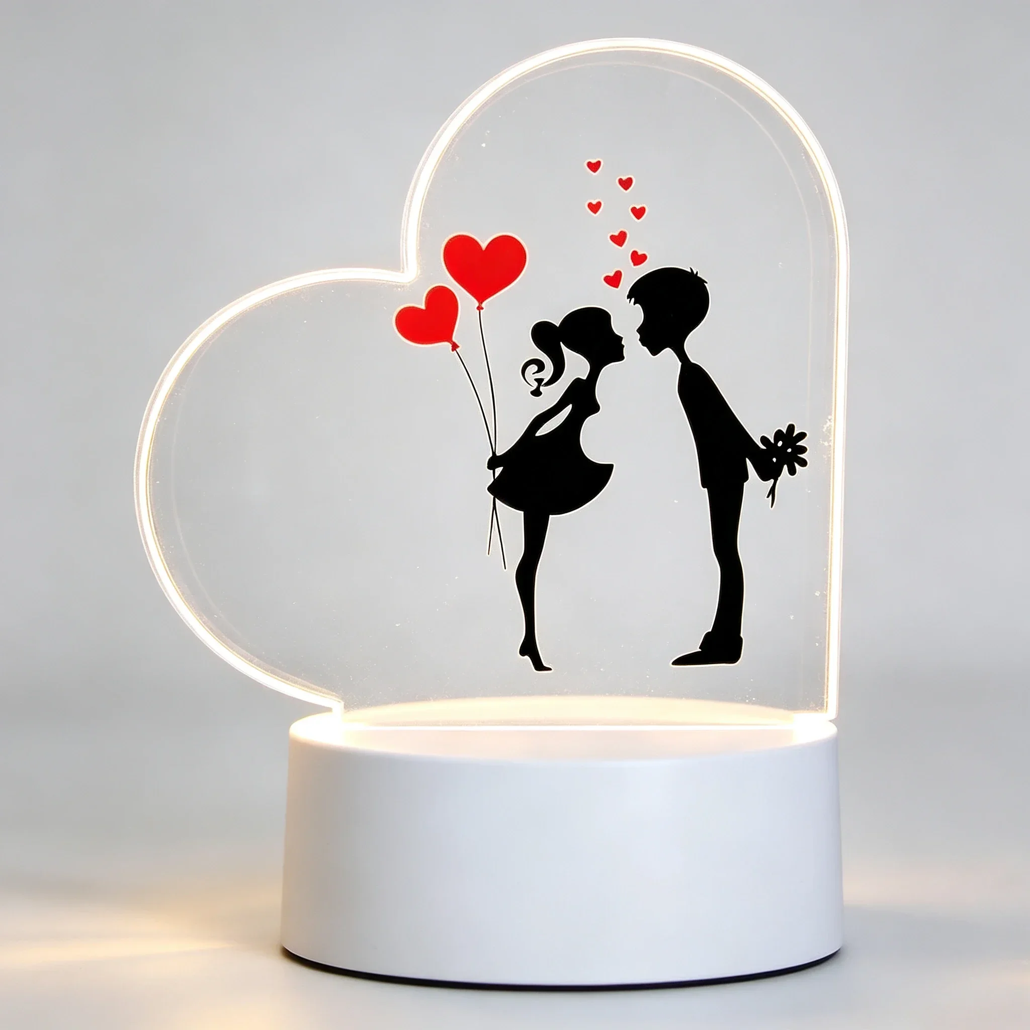 Led Balloon Light - Hartvormig Acryl 3D Nachtlampje Kussend Koppel