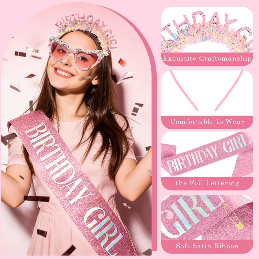Verjaardagsmeisjesband met gli - Birthday Sash Glitter recensie en prijs